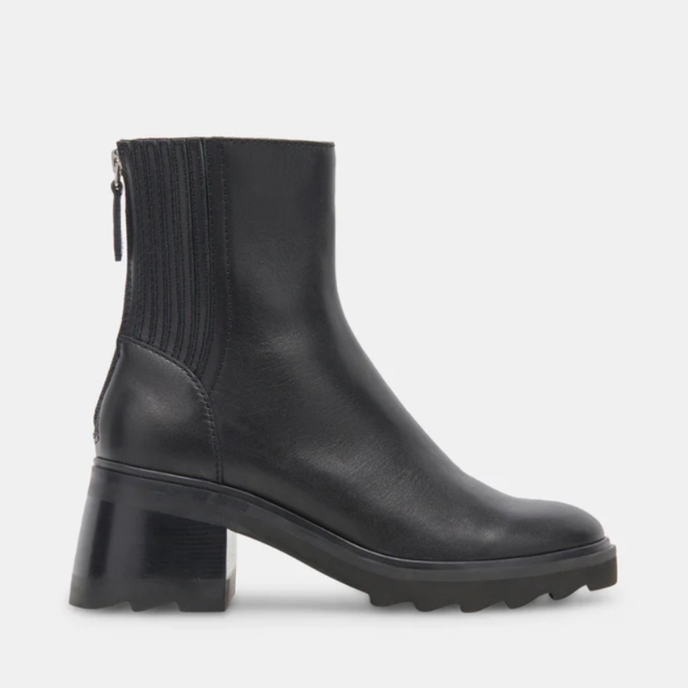 DOLCE VITA Martey H2O Wide Waterproof Leather Lug Sole Bootie - Black 6.5